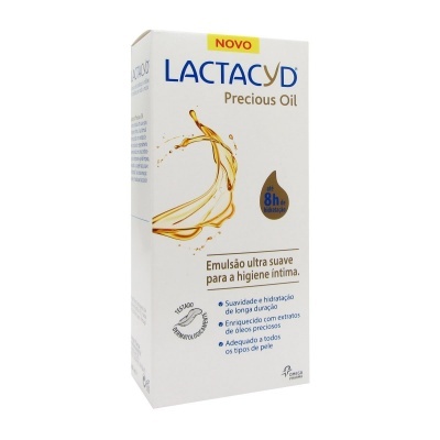 Embalagem branca do produto LACTACYD Precious Oil para higiene íntima