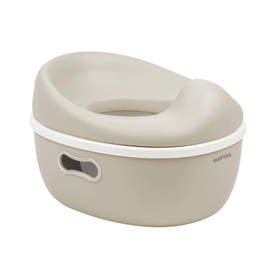 Sanita infantil Nattou bege e branco com design arredondado e orifício de transporte