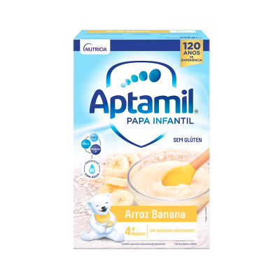 Caixa de papa infantil Aptamil Arroz Banana com colher