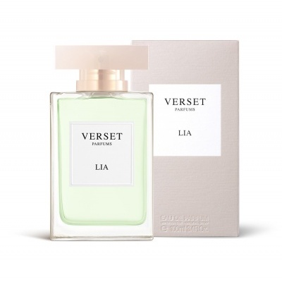 Frasco de perfume Verset Parfums Lia com caixa castanha clara