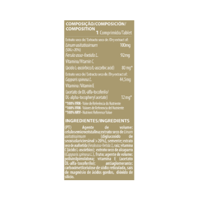 Rótulo de suplemento alimentar com composição e ingredientes