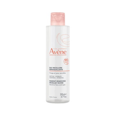 Frasco de Água Micelar Desmaquilhante Avène 200 ml com tampa rosa