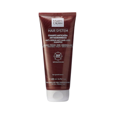 Frasco de shampoo Marti Derm Hair System anticaída e antisseborreico 200 ml