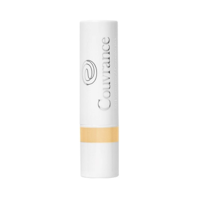 Bastão corretor Couvrance em embalagem branca com detalhe amarelo claro