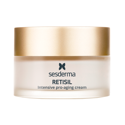 Frasco de creme sesderma RETISIL com tampa dourada