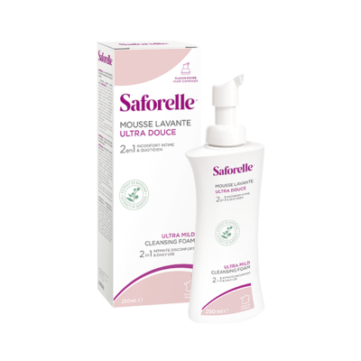 Frasco e embalagem de Saforelle mousse lavante ultra douce de 250 ml