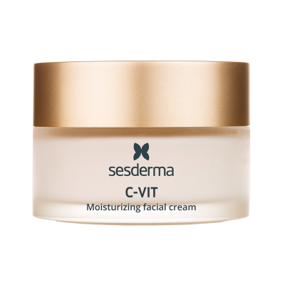 Creme facial hidratante Sesderma C-VIT em frasco com tampa dourada