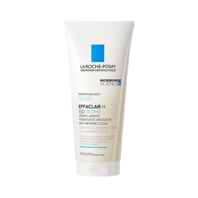 Tubo branco de creme lavante Effaclar H ISO-BIOME da La Roche-Posay