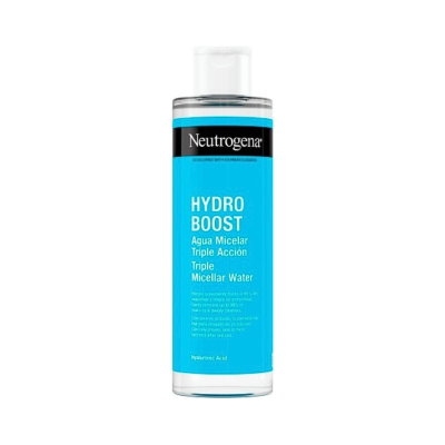 Frasco de Neutrogena Hydro Boost Água Micelar com rótulo azul