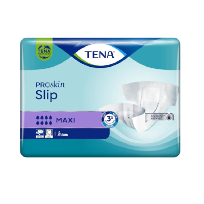 Pacote de fraldas TENA ProSkin Slip Maxi azul claro e lilás