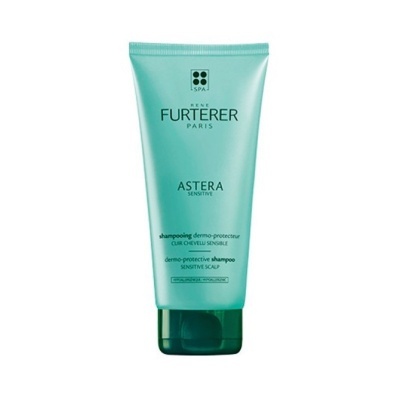 Frasco verde de shampoo René Furterer Astera Sensitive