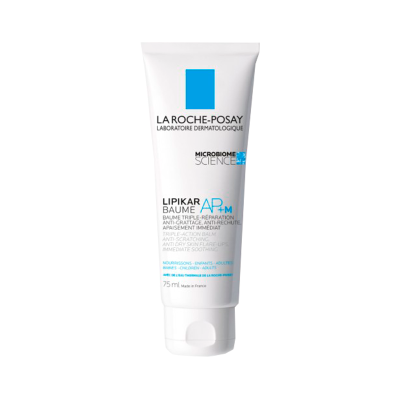 Frasco branco de bálsamo La Roche-Posay Lipikar Baume AP+M