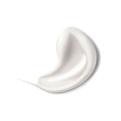 Amostra cremosa branca com textura suave em fundo branco