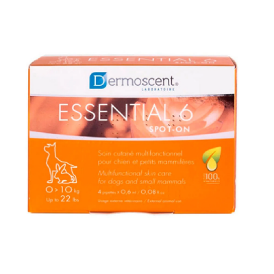 Embalagem laranja produto Dermoscent Essential 6 Spot On para cães até 10 kg