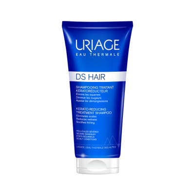 Frasco azul de champô URIAGE DS HAIR com tampa branca