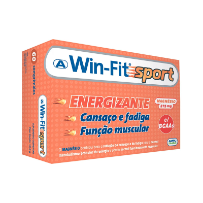 Embalagem Win-Fit Sport energizante laranja com texto