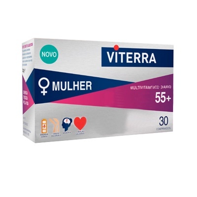 Embalagem de multivitamínicos VITERRA MULHER 55+ com 30 comprimidos