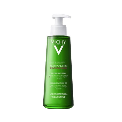 Frasco verde e branco com gel purificante VICHY NORMADERM PHYTOSOLUTION
