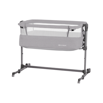 Berço de bebé cinza claro Kinderkraft com rede e rodas