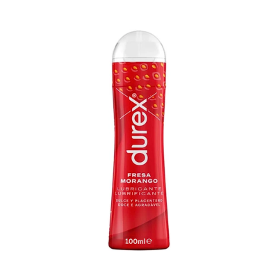 Lubrificante Durex sabor morango em embalagem vermelha de 100ml