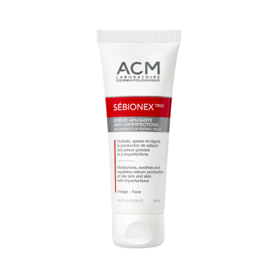 Frasco branco de creme facial ACM SÉBIONEX TRIO 40ml