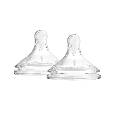 Duas tetinas de silicone transparentes com número 1