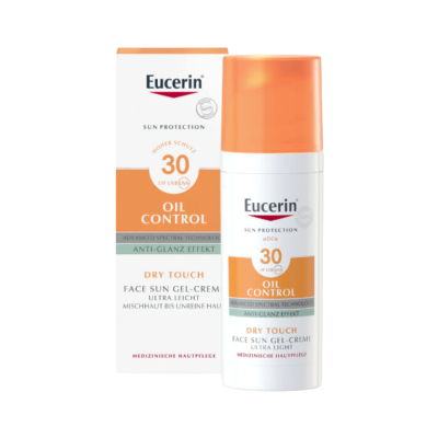 Embalagem e frasco creme solar Eucerin SPF 30 Oil Control