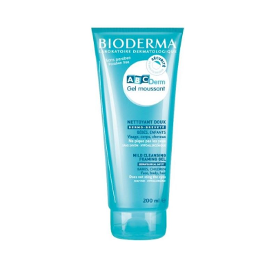 Tubo azul de gel espumante Bioderma ABCDerm 200 ml
