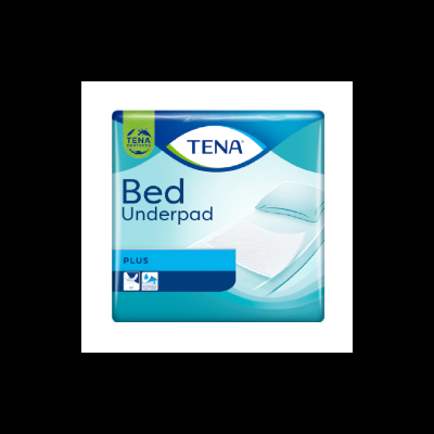 Embalagem azul e branca do produto TENA Bed Underpad Plus