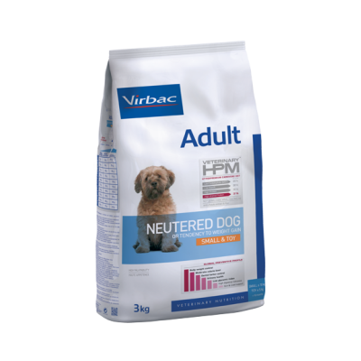Saco de ração Virbac Adult para cães castrados pequenos e toy