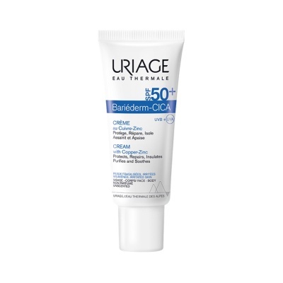 Tubo branco de creme URIAGE Bariéderm-CICA SPF 50+