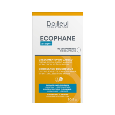 Embalagem de suplemento alimentar Bailleul ECOPHANE anagen para crescimento do cabelo.
