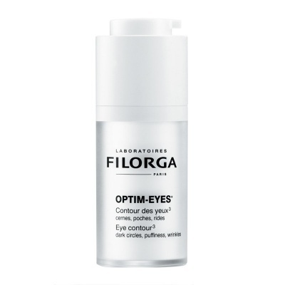 Frasco creme contorno olhos FILORGA OPTIM-EYES branco e transparente
