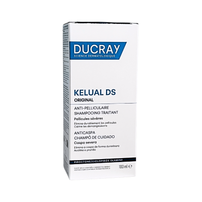 Embalagem branca de champô anti-caspa DUCRAY KELUAL DS ORIGINAL 100 ml