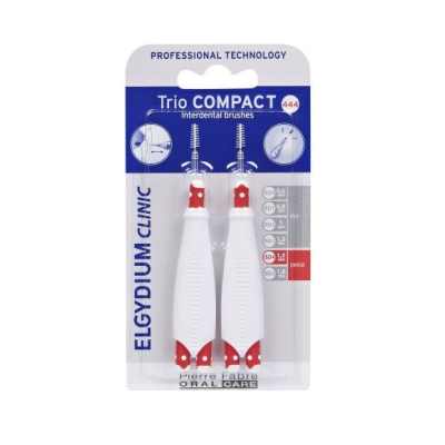Pacote com 2 escovas interdentais Elgydium Clinic Trio Compact 444 brancas e vermelhas