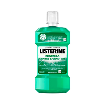 Garrafa de Listerine Verde 500ml para proteção de dentes e gengivas