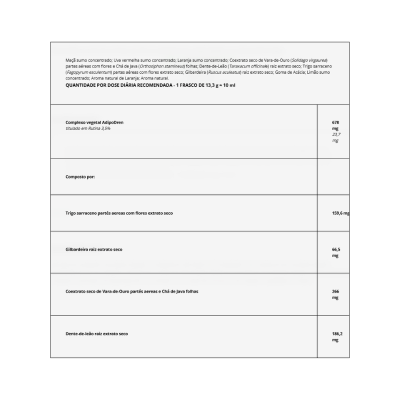 Documento com texto sobre composição e dosagem de complexo vegetal AdipoDren.