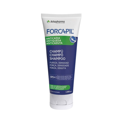 Frasco de champô FORCAPIL anticaída 200 ml branco e azul