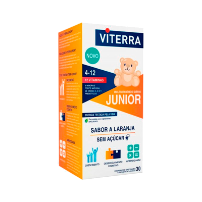 Caixa de multivitamínico Viterra Junior sabor laranja para crianças de 4 a 12 anos