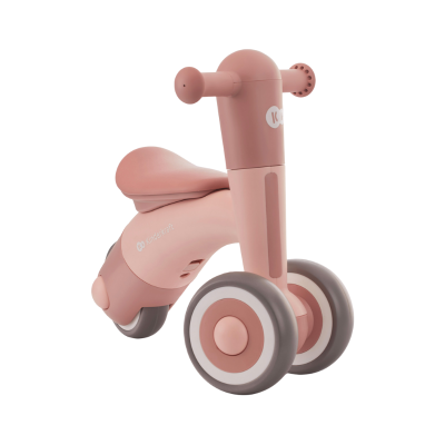 Veículo infantil de equilíbrio rosa com três rodas e assento ergonómico