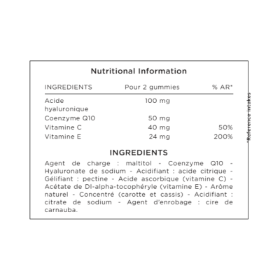 Etiqueta com informação nutricional e lista de ingredientes em francês
