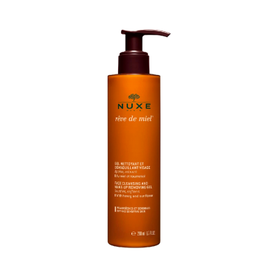 Frasco laranja NUXE rêve de miel Gel de limpeza facial e demaquilhante 200ml
