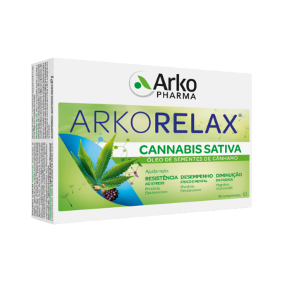 Embalagem ARKORELAX Cannabis Sativa óleo de sementes de cânhamo 30 comprimidos