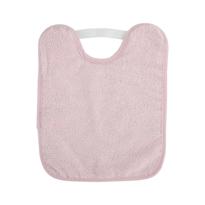 Babete rosa claro em tecido de felpo com fita elástica