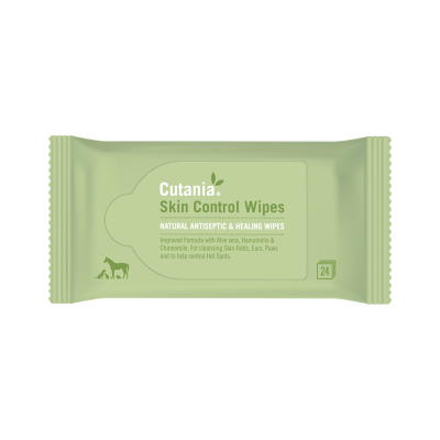 Embalagem verde clara de toalhetes Cutania Skin Control Wipes