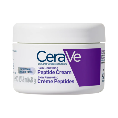 Frasco branco de creme CeraVe Skin Renewing Peptide Cream