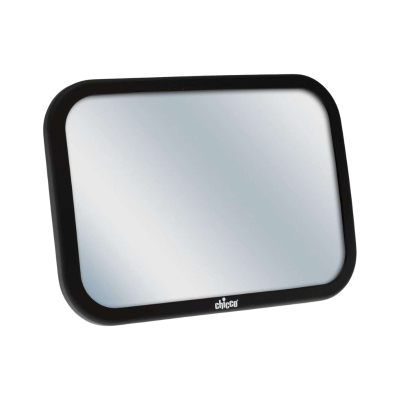 Espelho retangular com moldura preta e logo chicco