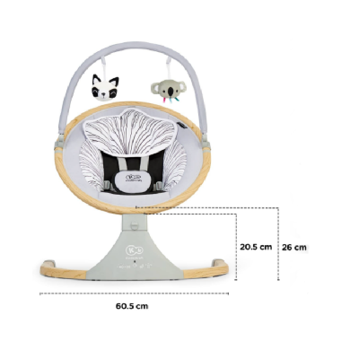 cadeira de bebé com almofada branca padrões pretos e brinquedos pendurados