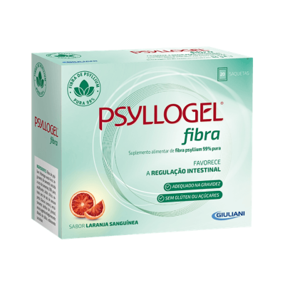Caixa de Psyllogel fibra suplemento alimentar sabor laranja sanguínea