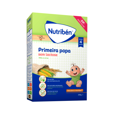 Caixa de papa para bebé Nutriben Primeira papa sem lactose com desenho de bebé